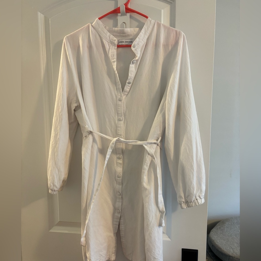 Legoe Heritage Reef Linen Shirt Dress white, size medium